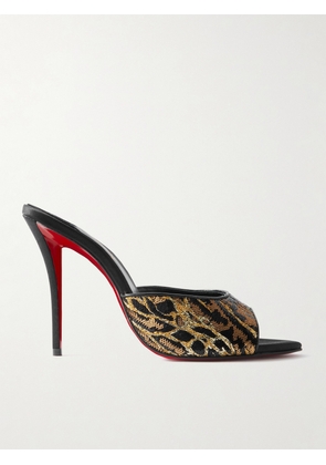 Christian Louboutin - Miss Z Ocelot Lurex And Leather-trimmed Sequined Satin Mules - Animal print - IT36,IT37,IT37.5,IT38,IT38.5,IT39,IT39.5,IT40,IT41