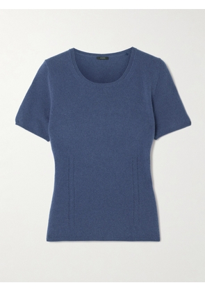 Joseph - Pointelle-trimmed Cashmere T-shirt - Blue - xx small,x small,small,medium,large,x large