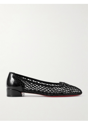 Christian Louboutin - Sweetie Jane 20 Patent Leather-trimmed Fishnet Ballet Flats - Black - IT36,IT36.5,IT37,IT37.5,IT38,IT38.5,IT39,IT39.5,IT40,IT40.5,IT41,IT41.5,IT42