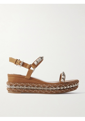 Christian Louboutin - Pyraclou 60 Studded Leather Platform Sandals - Brown - IT36,IT37,IT38,IT39,IT40,IT41,IT42