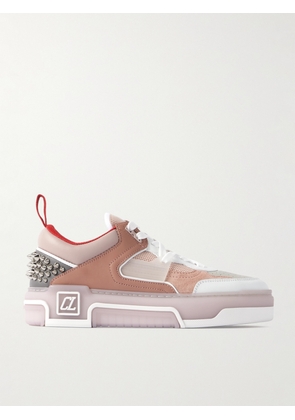 Christian Louboutin - Astroloubi Spiked Leather, Suede And Mesh Sneakers - Pink - IT36,IT36.5,IT37,IT37.5,IT38,IT38.5,IT39,IT39.5,IT40,IT40.5,IT41,IT42