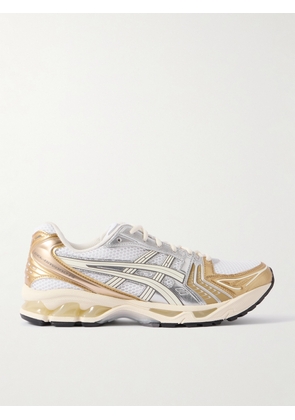 Asics - Gel-kayano 14 Rubber And Metallic Faux Leather-trimmed Mesh Sneakers - Gold - UK 2.5,UK 3,UK 3.5,UK 4,UK 4.5,UK 5,UK 5.5,UK 6,UK 6.5,UK 7,UK 7.5,UK 8,UK 8.5,UK 9,UK 9.5