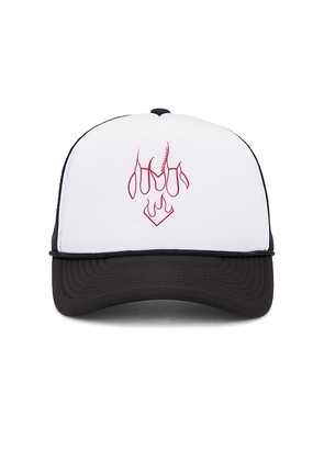 Gothicmochas Flame Trucker Hat in White.