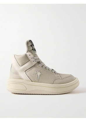 Rick Owens - + Converse Turbowpn Textured-leather High-top Sneakers - Neutrals - US4,US4.5,US5,US5.5,US6,US7,US7.5,US8,US8.5,US9,US9.5,US10,US10.5,US11,US11.5,US12,US13
