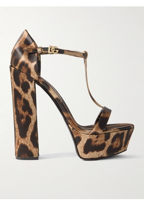 Dolce & Gabbana - Keira Leopard-print Satin Platform Sandals - Animal print - IT36,IT37,IT37.5,IT38,IT38.5,IT39,IT39.5,IT40,IT41