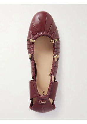 Chloé - Luna Cutout Leather Ballet Flats - Burgundy - IT35,IT35.5,IT36,IT36.5,IT37,IT37.5,IT38,IT38.5,IT39,IT39.5,IT40,IT40.5,IT41