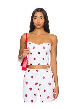 FIORUCCI Raspberry Print Bustier Top in White. Size L. Also in XS.
