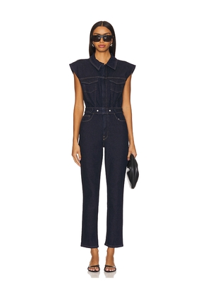 Good American Trucker Jumpsuit in Denim-Dark. Size S. Also in XS, XXXL/3X, XXXXL/4X.
