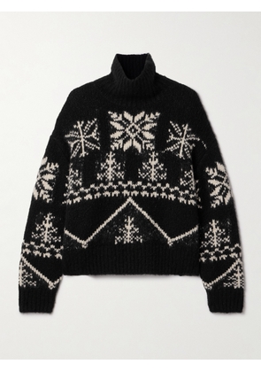 Nili Lotan - Meredith Intarsia Cashmere And Silk-blend Turtleneck Sweater - Black - x small,small,medium,large