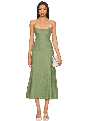 FAITHFULL THE BRAND Regina Midi Dress in Sage. Size M. Also in S, XL.