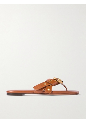 Chloé - Mae Buckle-embellished Leather Slides - Brown - IT35,IT36,IT37,IT38,IT39,IT40,IT40.5,IT41