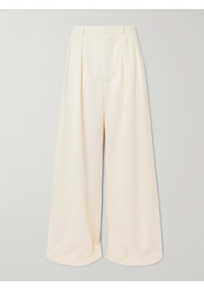 WARDROBE.NYC - Pleated Wool-twill Wide-leg Pants - Off-white - xx small,x small,small,medium,large,x large