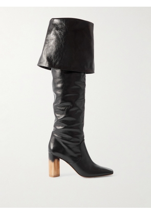 Chloé - Georgia Ruched Polished-leather Knee Boots - Black - IT35,IT36,IT36.5,IT37,IT37.5,IT38,IT38.5,IT39,IT39.5,IT40,IT40.5,IT41