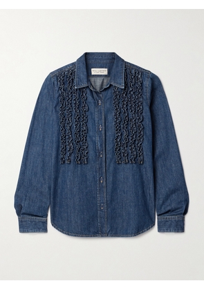 Nili Lotan - Lexa Ruffled Denim Shirt - Blue - x small,small,medium,large,x large