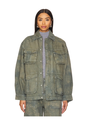 GRLFRND Kaia Oversized Drawstring Jacket in Green. Size M. Also in XXS, XS, S.