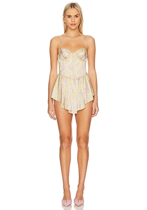 For Love & Lemons x REVOLVE Charlene Mini Dress in Yellow. Size L. Also in M, S.