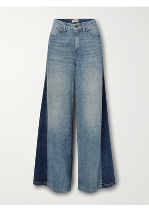 Nili Lotan - Ebony Paneled Two-tone High-rise Wide-leg Jeans - Blue - 24,25,26,27,28,29,30