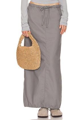Helsa Workwear Drawcord Maxi Skirt in Grey. Size XS. Also in XXS.