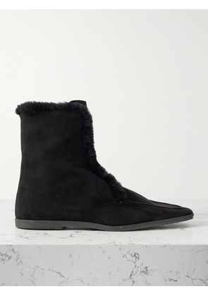 TOTEME - Shearling-trimmed Suede Ankle Boots - Black - IT36,IT37,IT38,IT39,IT40,IT41,IT42