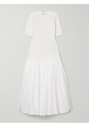 SIMKHAI - Patton Paneled Pleated Cotton-blend Poplin Midi Dress - White - x small,small,medium,large,x large