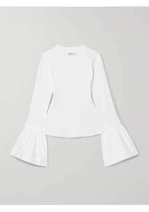 SIMKHAI - Agata Poplin-trimmed Ribbed-knit Top - White - x small,small,medium,large,x large