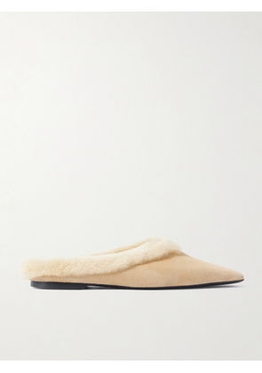 TOTEME - Shearling-trimmed Suede Slippers - Ecru - IT36,IT37,IT38,IT39,IT40,IT41,IT42
