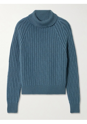 Purdey - Annabel Cable-knit Cashmere Turtleneck Sweater - Blue - x small,small,medium,large
