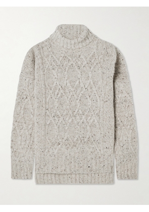 Purdey - Cable-knit Wool And Cashmere-blend Turtleneck Sweater - Ivory - x small,small,medium,large,x large