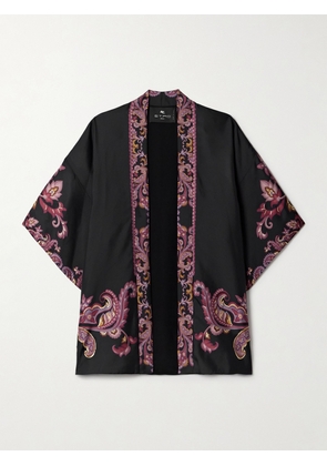 Etro - Printed Silk-twill Shirt - Black - x small,small,medium,large,x large