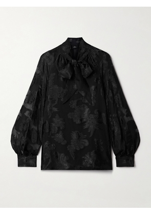 Etro - Tie-detailed Chiffon-jacquard Blouse - Black - IT36,IT38,IT40,IT42,IT44,IT46,IT48