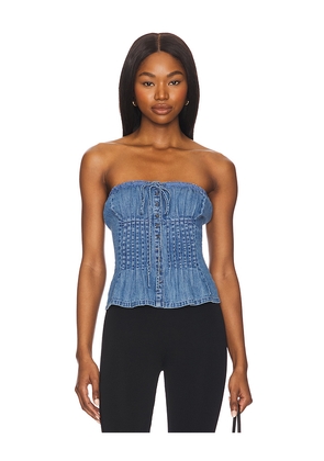 Free People Denim Wink Wink Tube Top in Blue. Size L. Also in S, XL.