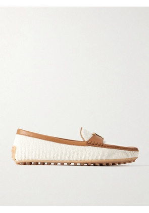 Tod's - Gomma 10l Embellished Leather-trimmed Canvas Loafers - Off-white - IT36,IT36.5,IT37,IT37.5,IT38,IT38.5,IT39,IT39.5,IT40,IT40.5,IT41,IT41.5,IT42