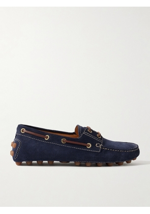 Tod's - Gommino Macro Leather-trimmed Suede Loafers - Blue - IT36,IT36.5,IT37,IT37.5,IT38,IT38.5,IT39,IT39.5,IT40,IT40.5,IT41,IT41.5,IT42