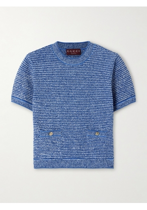 Gucci - Striped Cotton-blend Bouclé Top - Blue - XXS,XS,S,M,L,XL,XXL