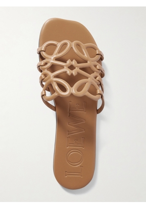 LOEWE - Petal Anagram Leather Slides - Brown - IT35,IT36,IT37,IT38,IT39,IT40,IT41