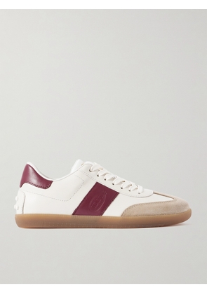 Tod's - Cassetta Suede-trimmed Leather Sneakers - White - IT35,IT35.5,IT36,IT36.5,IT37,IT37.5,IT38,IT38.5,IT39,IT39.5,IT40,IT40.5,IT41,IT42