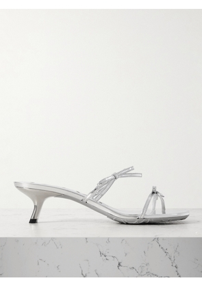LOEWE - Petal Bow Metallic Leather Sandals - Silver - IT35,IT36,IT37,IT38,IT39,IT40,IT41