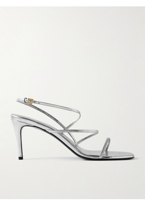 KHAITE - Loop Metallic Crinkled-leather Sandals - Silver - IT36,IT36.5,IT37,IT37.5,IT38,IT38.5,IT39,IT39.5,IT40,IT40.5,IT41
