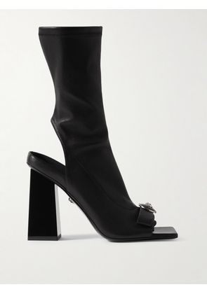 Versace - Gianni Ribbon Embellished Leather Ankle Boots - Black - IT36,IT36.5,IT37,IT37.5,IT38,IT38.5,IT39,IT39.5,IT40,IT41