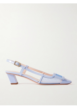 Roger Vivier - Belle Vivier Buckled Patent-leather And Mesh Slingback Pumps - Blue - IT36,IT36.5,IT37,IT37.5,IT38,IT38.5,IT39,IT39.5,IT40,IT40.5,IT41,IT41.5,IT42