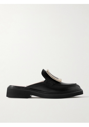 Roger Vivier - Viv Rangers Embellished Leather Slippers - Black - IT36,IT36.5,IT37,IT37.5,IT38,IT38.5,IT39,IT39.5,IT40,IT40.5,IT41,IT41.5,IT42