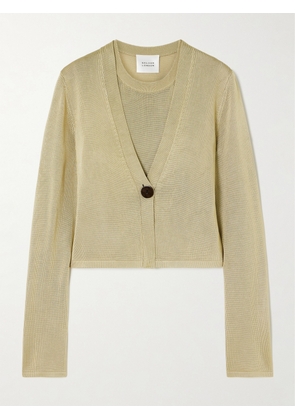 Galvan - Ida Layered Knitted Tank And Cardigan Set - Neutrals - x small,small,medium,large,x large