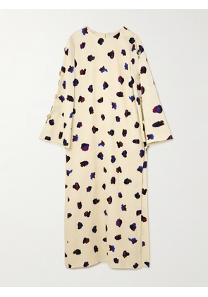 Borgo de Nor - Brunetta Embellished Floral-print Cotton-blend Brocade Maxi Dress - Neutrals - UK 6,UK 8,UK 10,UK 12,UK 14,UK 16,UK 18