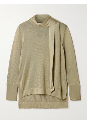 Galvan - Ida Scarf-detailed Metallic Jersey Top - Green - x small,small,medium,large,x large