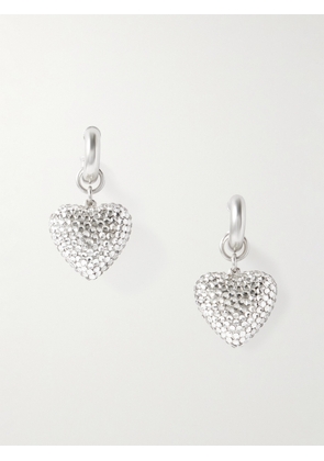 Roxanne Assoulin - The Dazzling Puffy Heart Silver-tone Crystal Hoop Earrings - One size