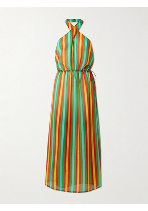 Lido - Striped Cotton And Silk-blend Halterneck Midi Dress - Multi - x small,small,medium,large,x large