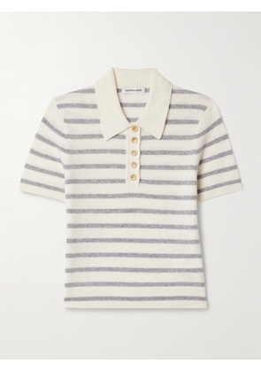 Veronica Beard - Brandt Striped Cashmere Polo Shirt - Ivory - xx small,x small,small,medium,large,x large