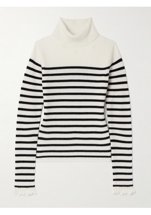 Ulla Johnson - Annika Ribbed Striped Cashmere Turtleneck Sweater - White - x small,small,medium,large,x large