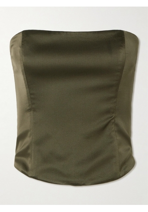 STAUD - Brunswick Strapless Silk-blend Satin Top - Green - US0,US2,US4,US6,US8,US10,US12,US14,US16