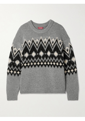STAUD - Moritz Fair Isle Wool-blend Sweater - Gray - x small,small,medium,large,x large